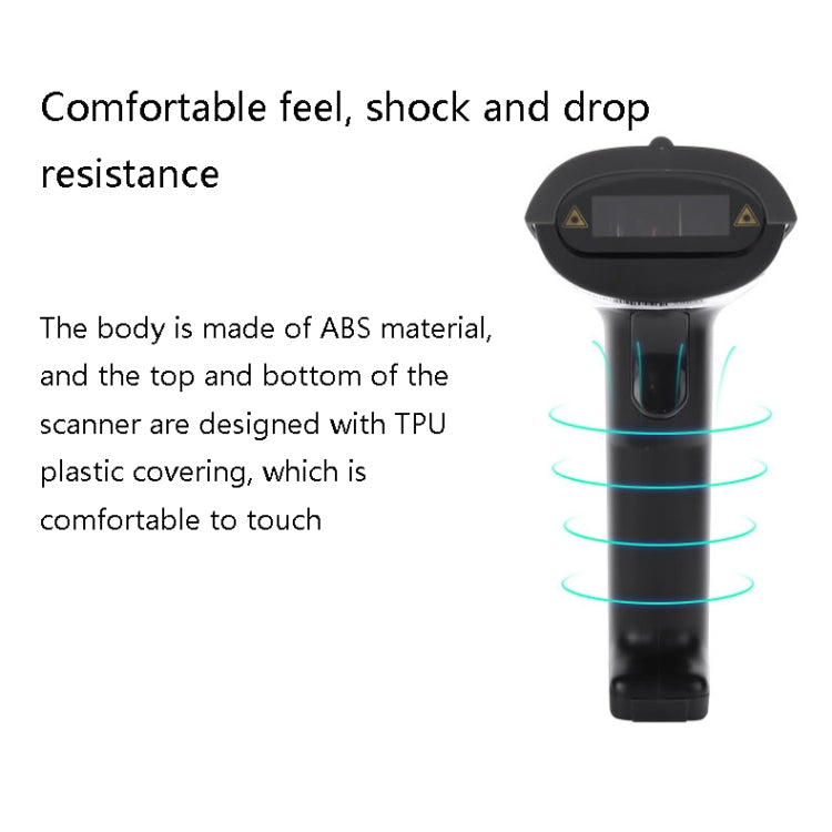 Black barcode scanner head with scan window and blue indicator glow