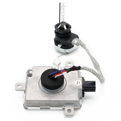 HID xenon lamp ballast with wiring harness and bulb holder, black and silver