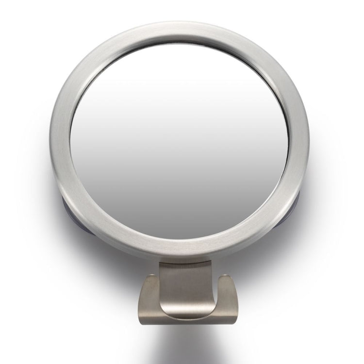 Round anti-fog bathroom mirror with aluminum frame and suction stand hook