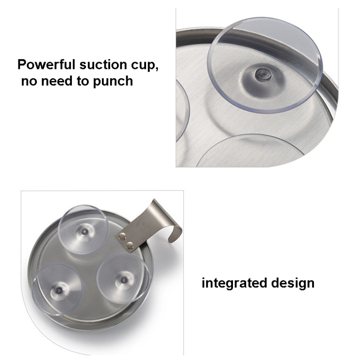 Round mirror with suction cup mount and integrated mounting pads