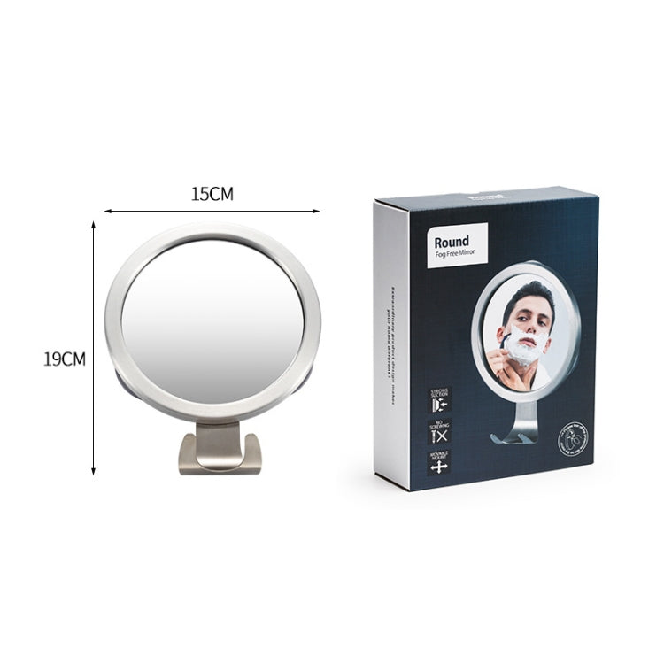 Round anti-fog mirror with suction stand shown with retail product box