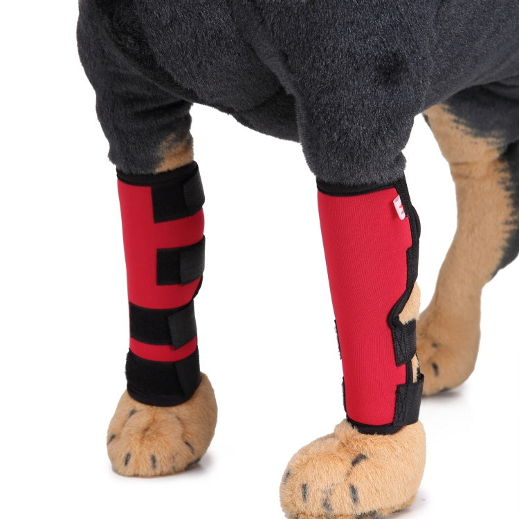 Dog knee pads leg guards in red with black straps