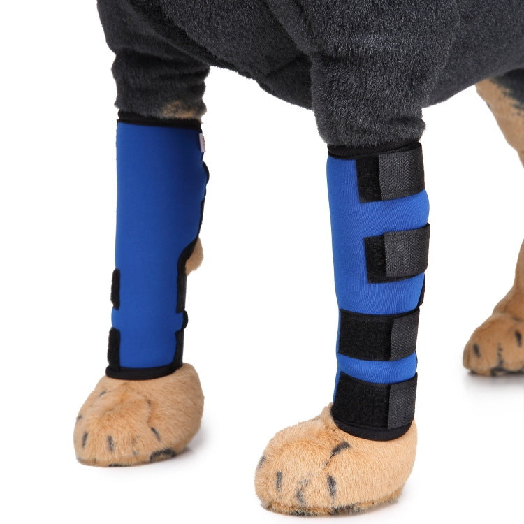Dog knee pads leg guards in blue with black straps