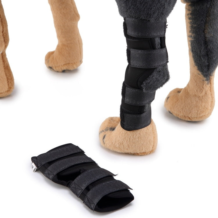 Dog knee pads, black pair with padded sections and hook-and-loop straps
