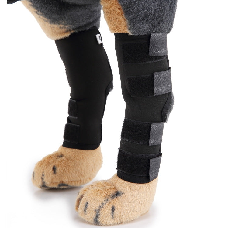 Dog knee pads for pets, black cushioned braces with hook-and-loop straps