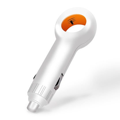White USB mini car air purifier with orange ion vent, handheld cylindrical design
