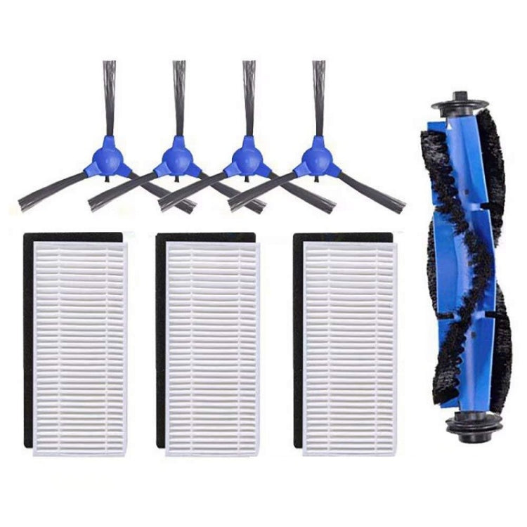 Robot vacuum accessory set with main brush, side brushes, and three replacement filters