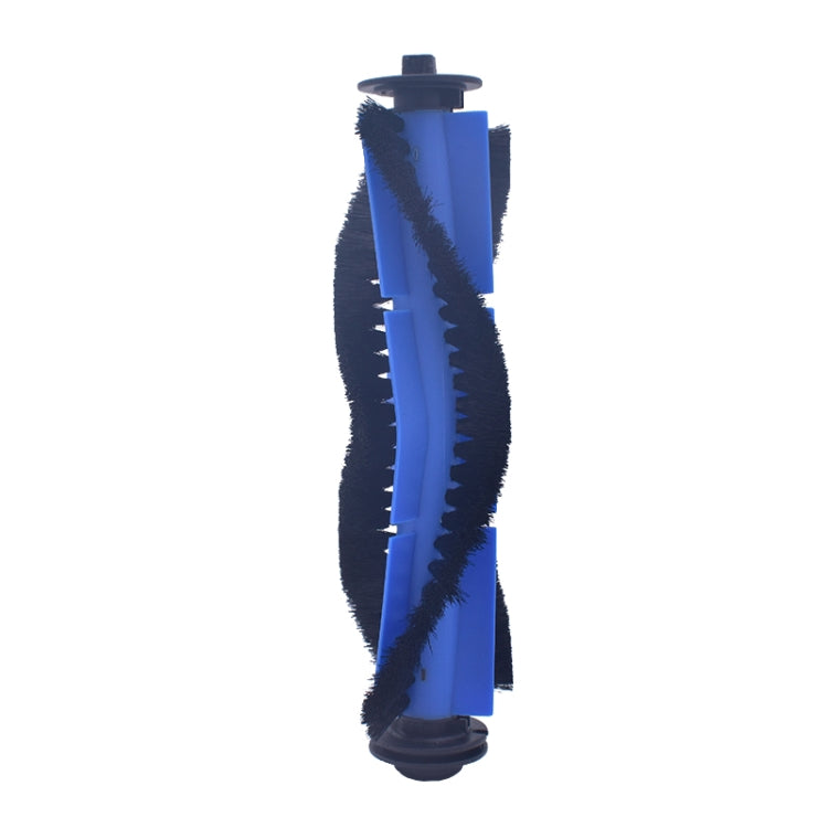 Robot vacuum main brush with blue housing and black rotating bristles