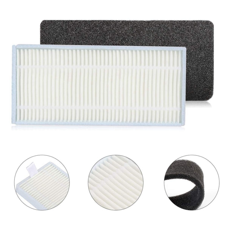 Hepa-style filter with white pleated core and dark foam backing pad