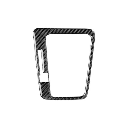 Black carbon-fiber style gear shift panel decorative sticker with rectangular cutout