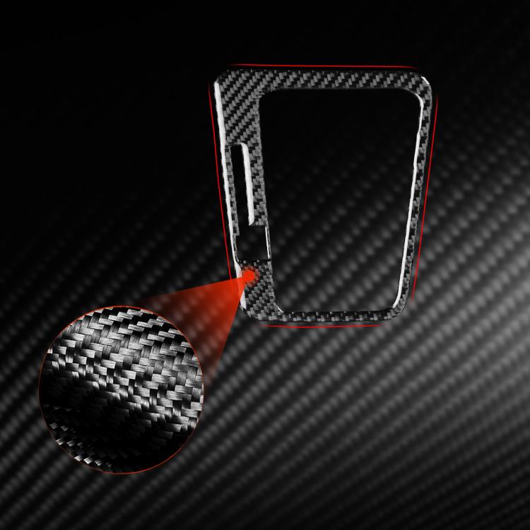 Black carbon-fiber style gear shift panel sticker with red border accents and cutout