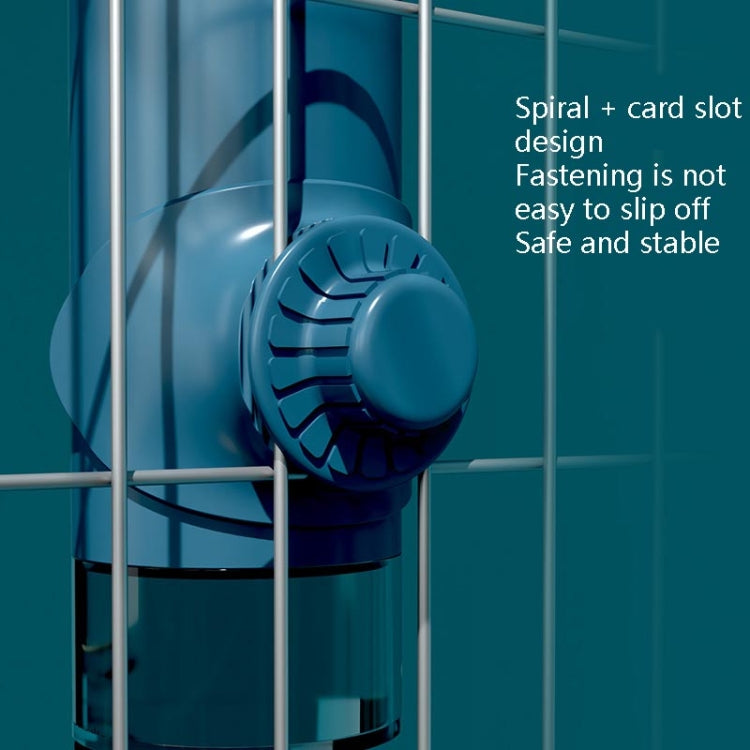 Blue hanging pet water ball feeder for cage, with metal drinking nozzle