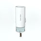 White hanging pet water bottle with refill cap and stainless drink spout
