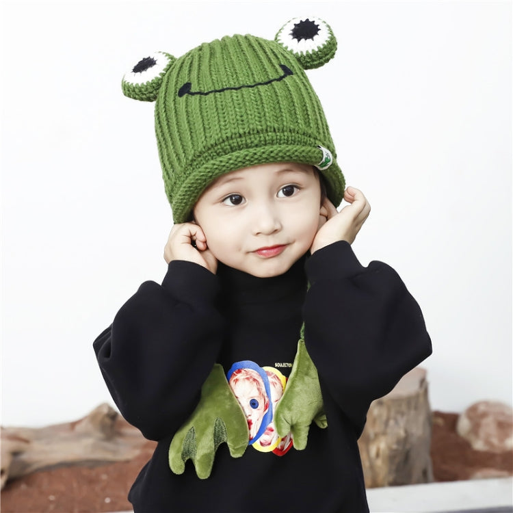 Green frog beanie hat with ribbed brim and plush frog ear tips