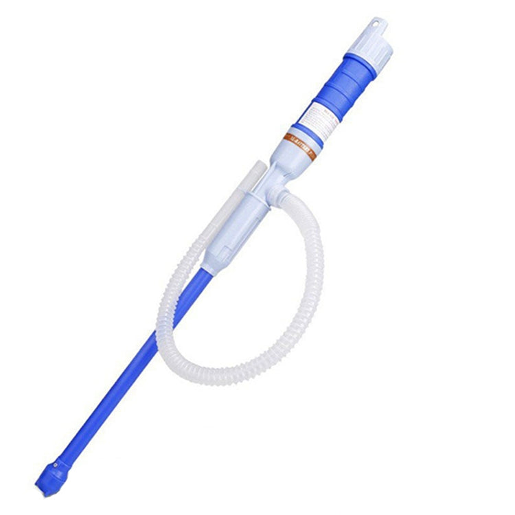 Blue electric oil pump oiler with clear hose and handheld nozzle