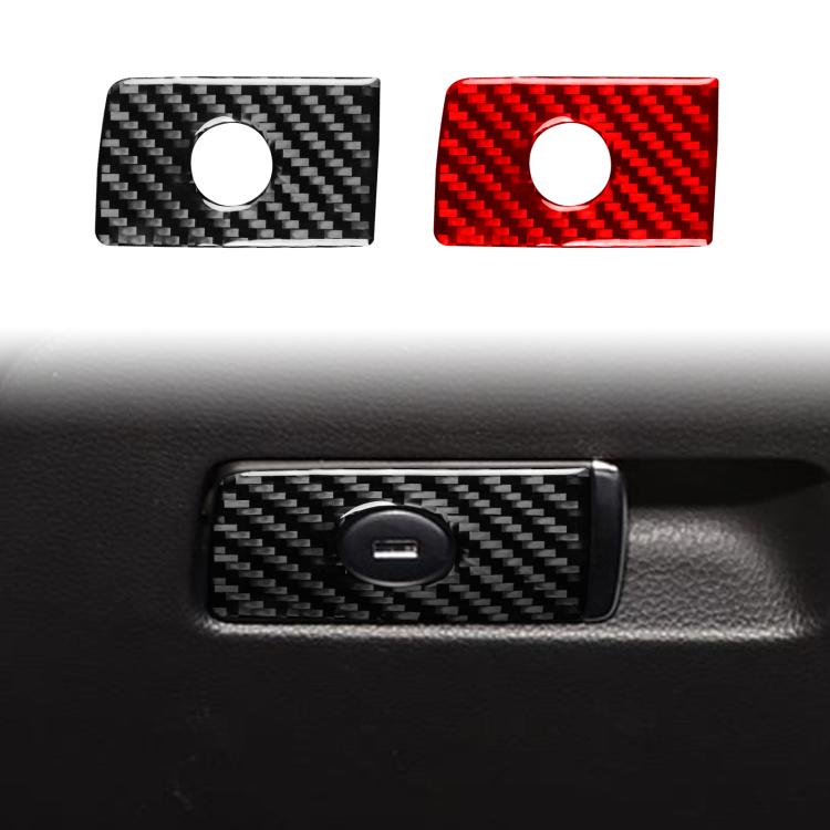 Carbon-fiber glove box decorative stickers, black and red panels with round cutout