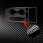 Carbon-fiber center console trim set with circular insert and red accent, RHD