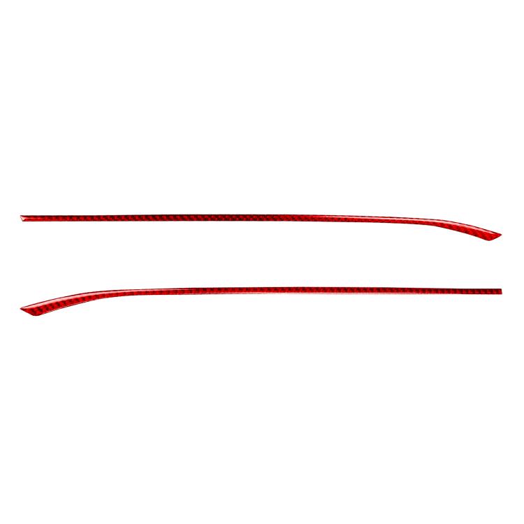 Gear shift side trim stickers, two curved carbon-fiber look strips in red