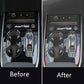 Car center console with added red gear shift side trim strips along the sides