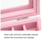 Close-up of plush pink flannel interior lining in a jewelry storage box