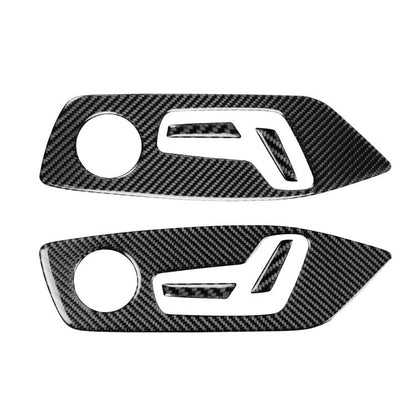 Set of 6 black carbon-fiber style door adjustment panel trim stickers with cutouts