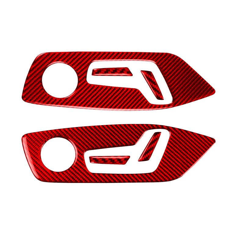 Set of 6 red carbon-fiber style door adjustment panel trim stickers with cutouts