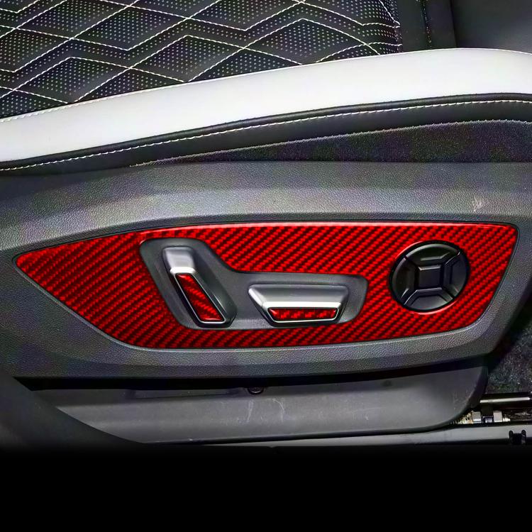 Red carbon-fiber style door adjustment panel trim stickers with circular and arrow details