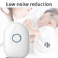Small white mini dehumidifier with blue-ring control button and quiet operation design
