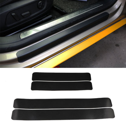 Black carbon fiber door sill scratch guard strips, protective film set of four