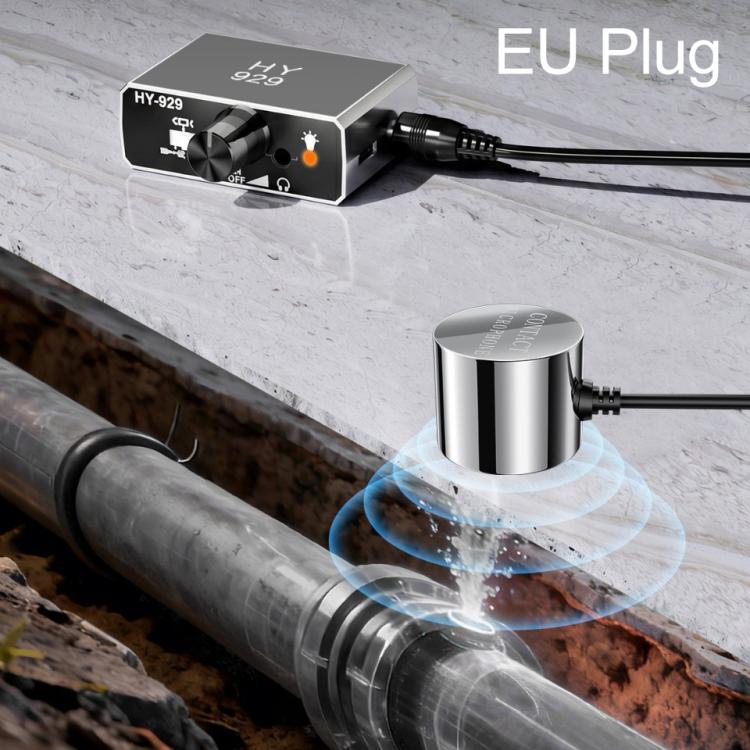 Acoustic water leak detector with EU plug, control unit and silver probe cylinder