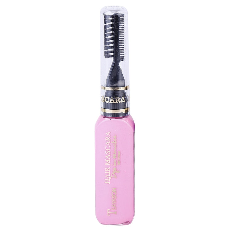 Pink temporary hair color mascara bottle with comb applicator cap