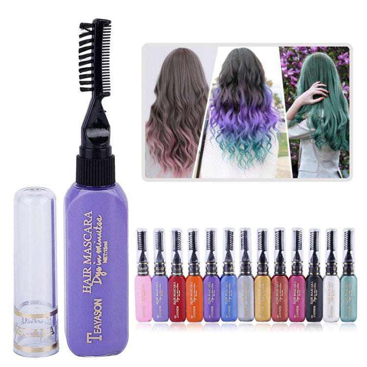 Temporary hair color mascara set with comb applicator and multiple shade bottles