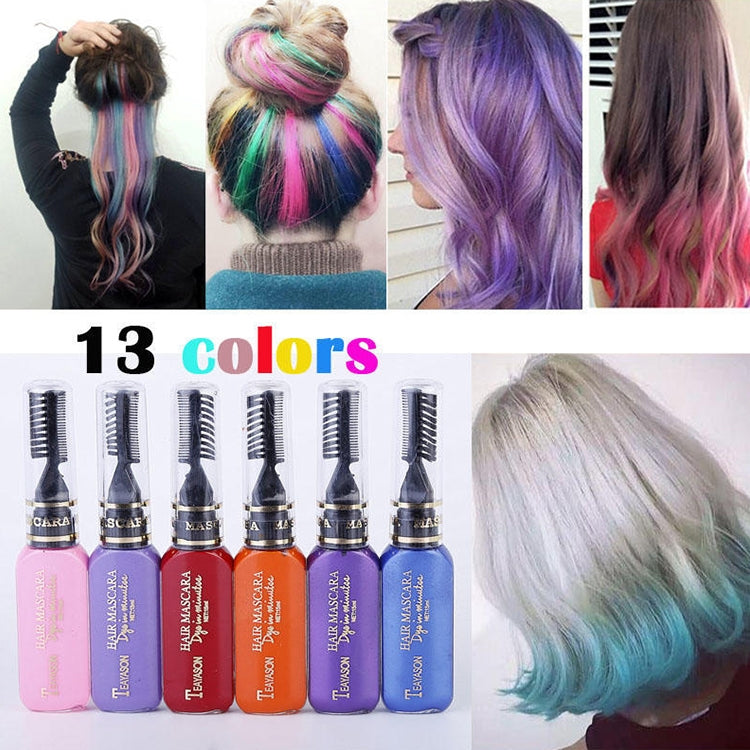 Assorted temporary hair color mascara bottles with color range