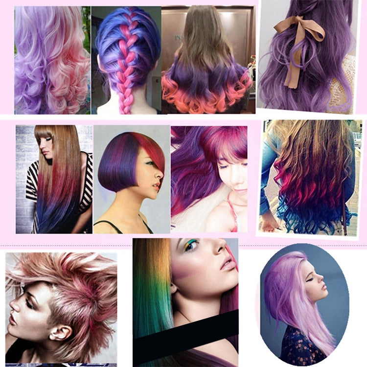 Temporary hair color mascara creates layered pastel hairstyles in multiple colors