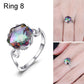 Sterling silver gemstone zircon ring with rainbow multicolor center, size 8