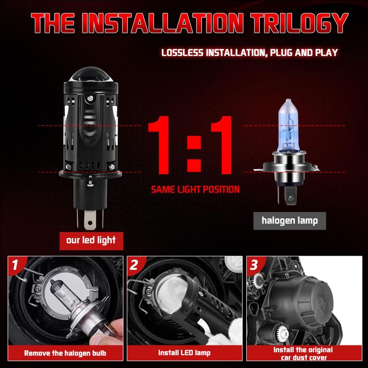 48W High-power LED Spotlight H4 Car Headlight With Solenoid Valve