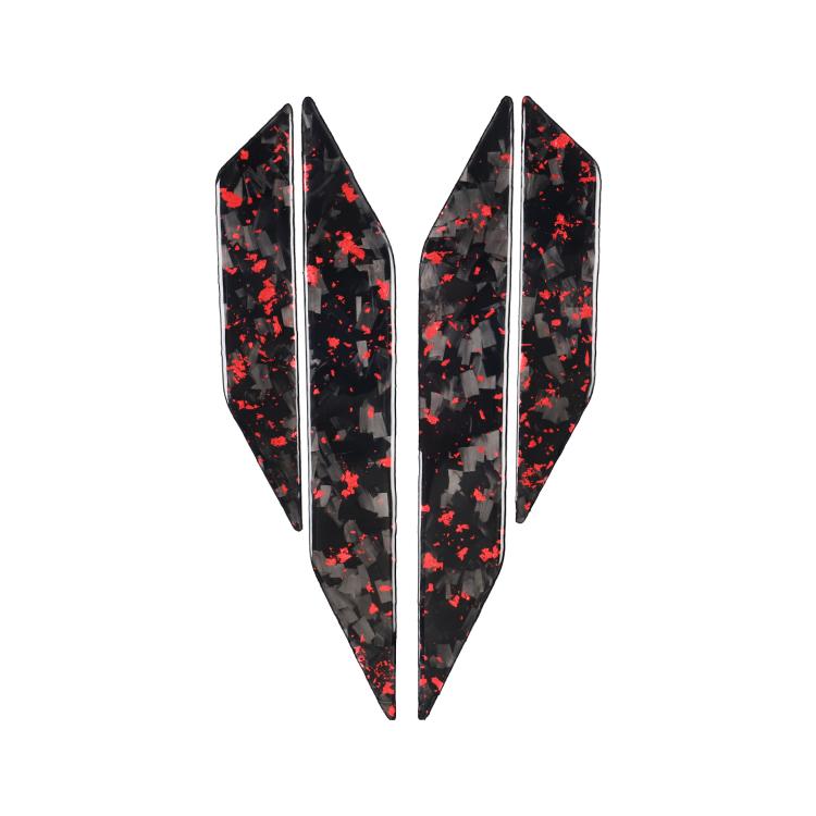Carbon-style side body sticker set, black with red speckle pattern, two-piece fins
