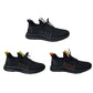 Men's running shoes set: black pair with yellow or orange accent details