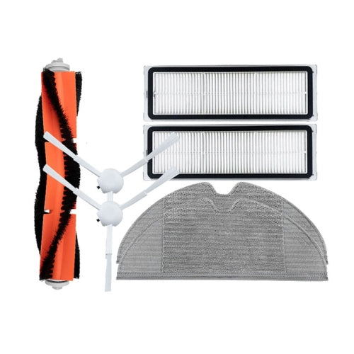Robot vacuum accessory kit with filters, side brush, and gray mop cloth