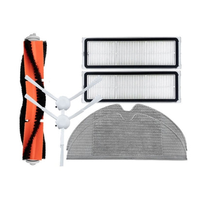 Robot vacuum accessory kit with filters, side brush, and gray mop cloth