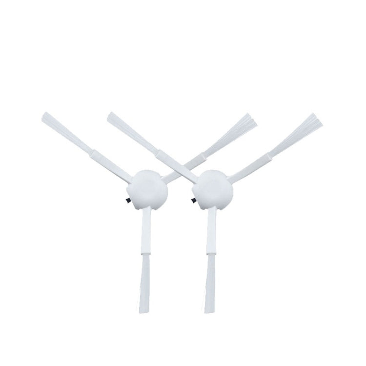 Robot vacuum side brush pair with white plastic and gray bristles