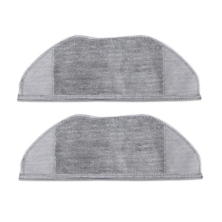 2-pack gray microfiber mop pads with curved half-dome shape and stitched edges