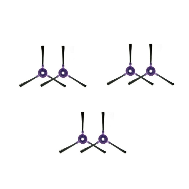Robot side brush set: three pairs with purple hubs and black bristles.