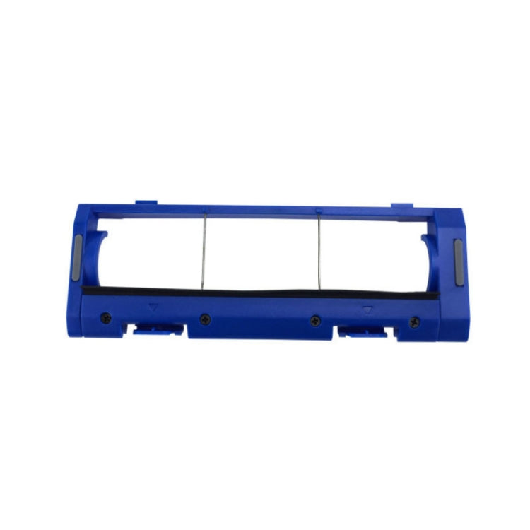 Blue vacuum filter holder housing with open slots and mounting tabs