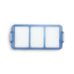 Blue three-cell vacuum filter frame with clear window panels