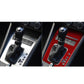 Car center console gear shift panel trim set, black and red carbon-fiber inserts