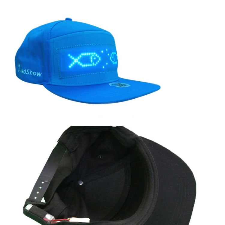 Blue and black LED advertising caps with front LED display panels