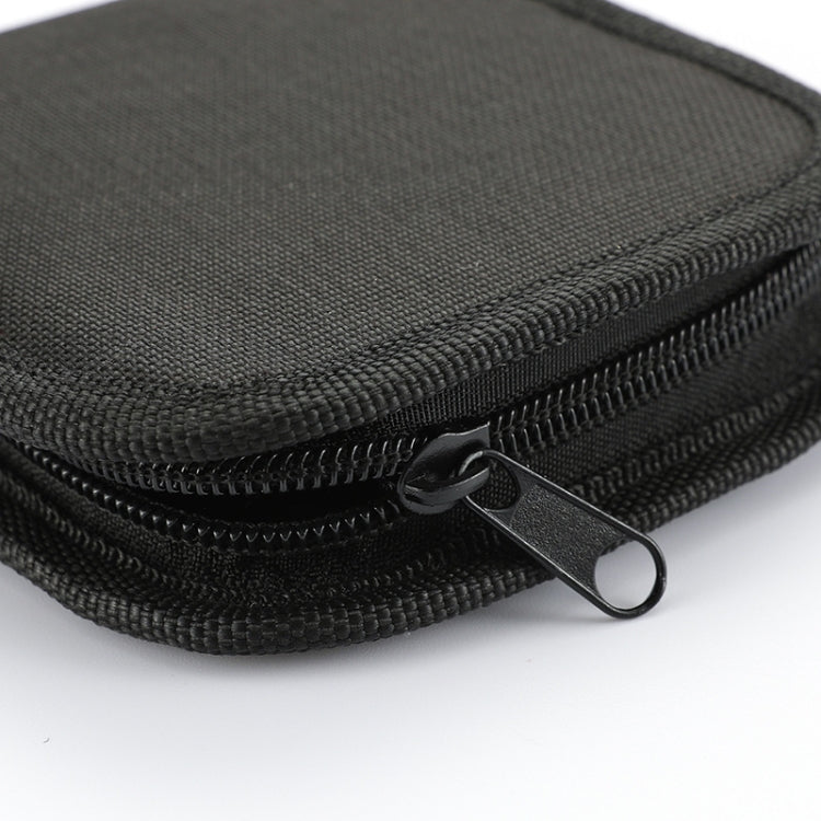 Black sewing kit zipper pouch with metal zipper pull for secure storage