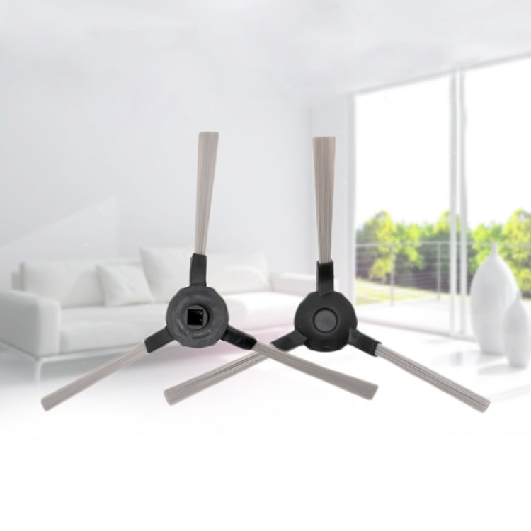 Robot vacuum side brush set with four bristles on black hub mounts