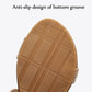 Close-up of tan anti-slip wedge outsole tread pattern